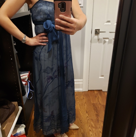 Navy blue long evening dress- XS - Picture 6 of 6